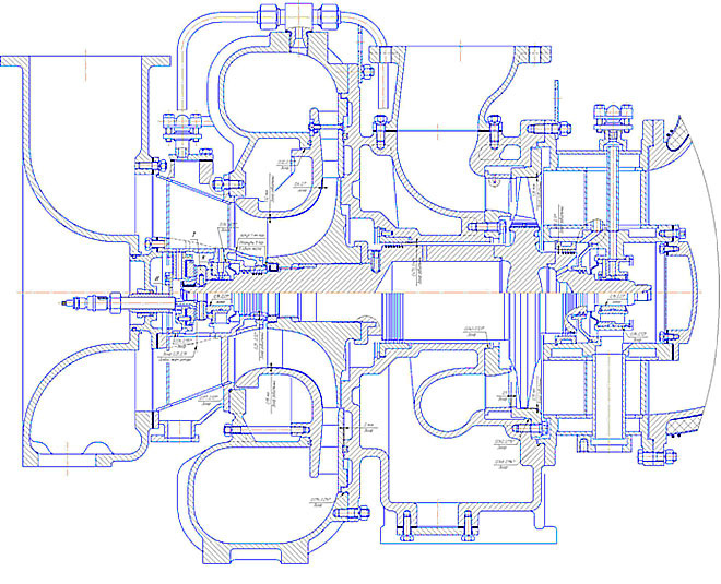 Drawing of a TK32 turbocharger